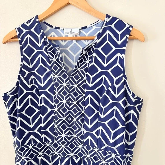 Jude Connally sleeveless dress navy and white geometric nautical blend XL - Picture 3 of 10